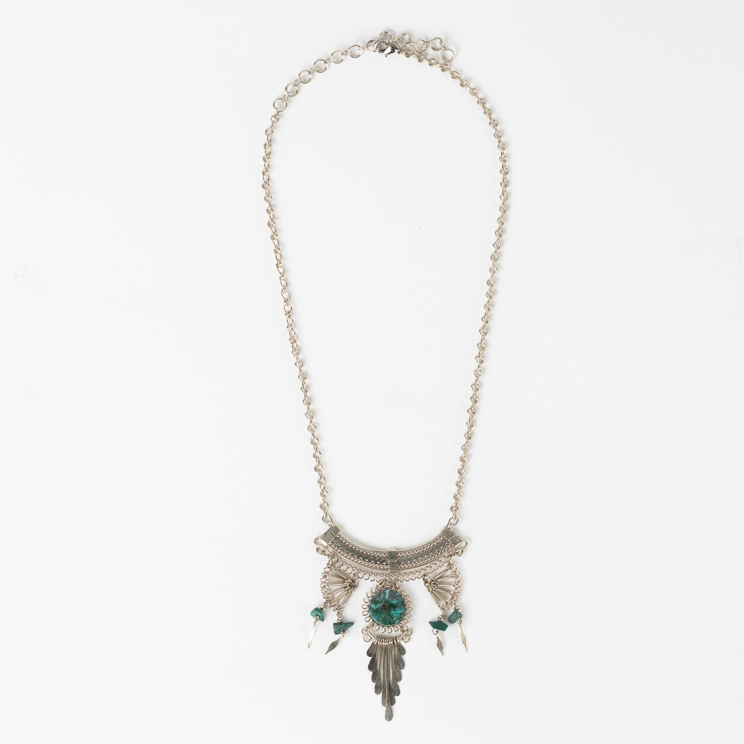 Necklace collar alpaca/turquoise 20L silv/trq