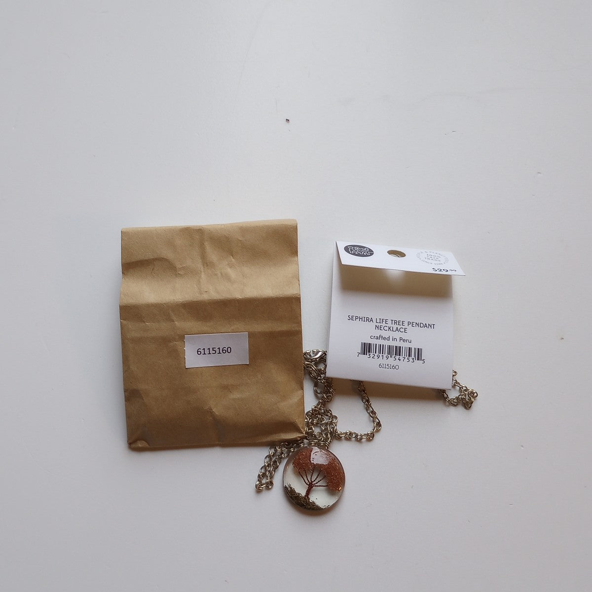 Necklace tree pendant alpaca/copper 20L silv/cppr