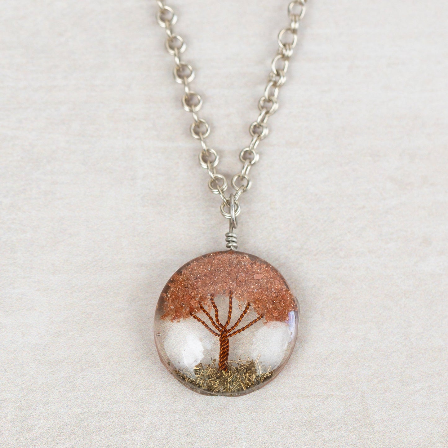 Necklace tree pendant alpaca/copper 20L silv/cppr