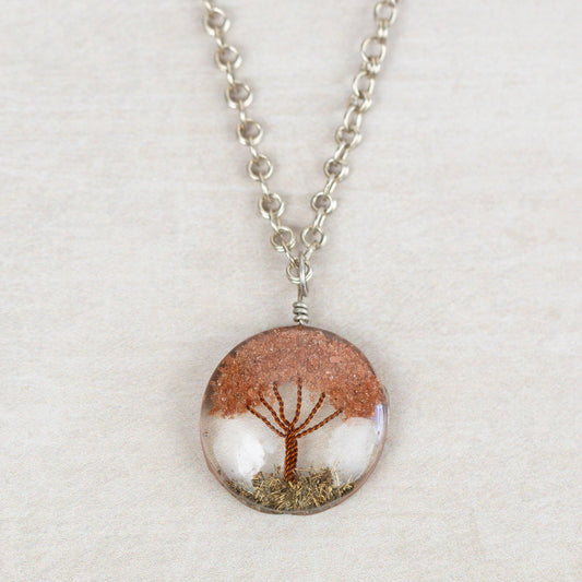 Necklace tree pendant alpaca/copper 20L silv/cppr