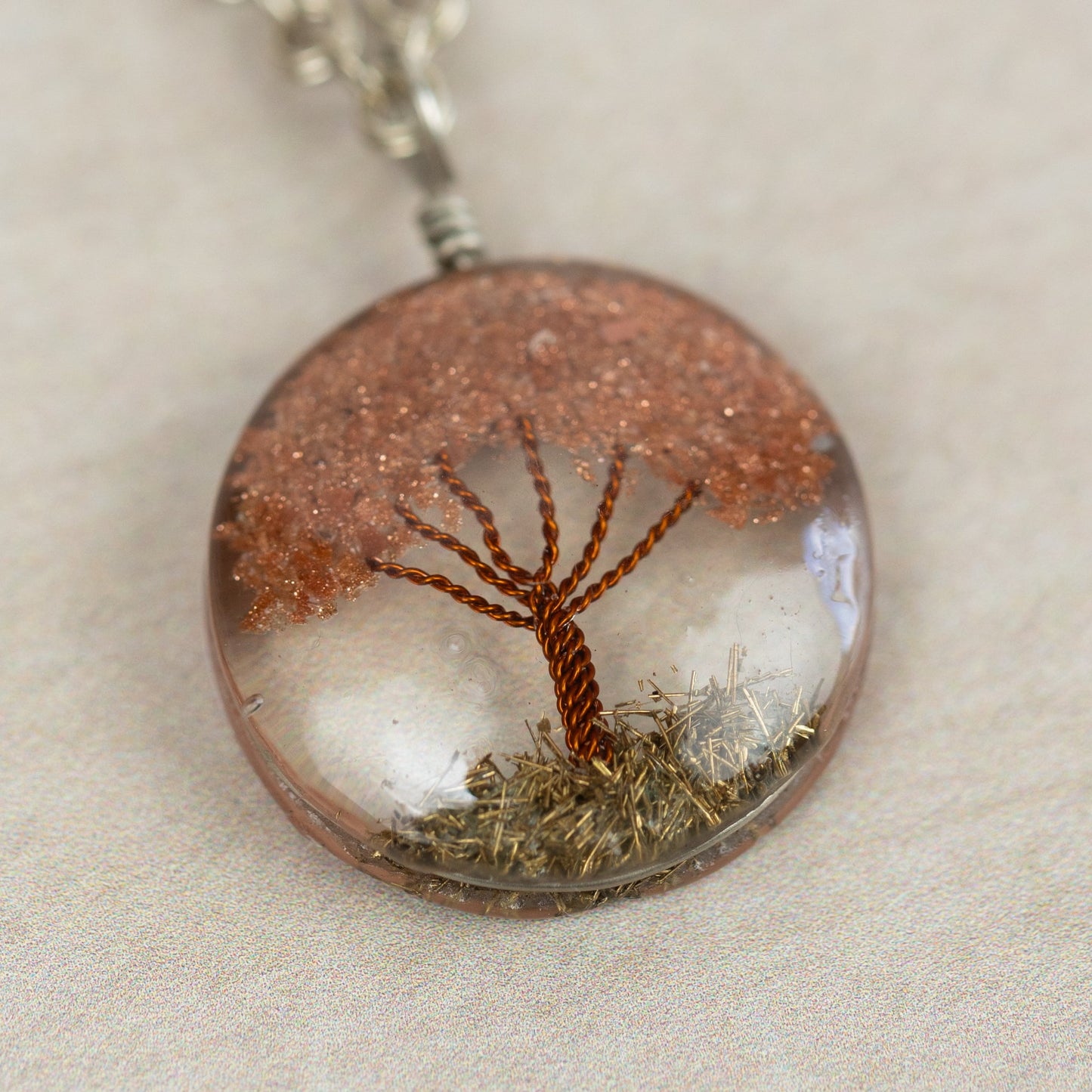 Necklace tree pendant alpaca/copper 20L silv/cppr
