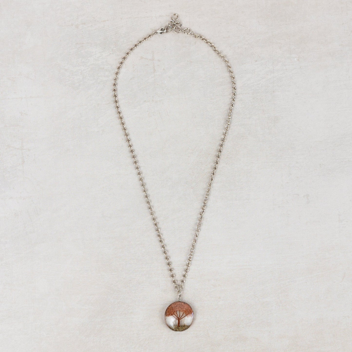Necklace tree pendant alpaca/copper 20L silv/cppr