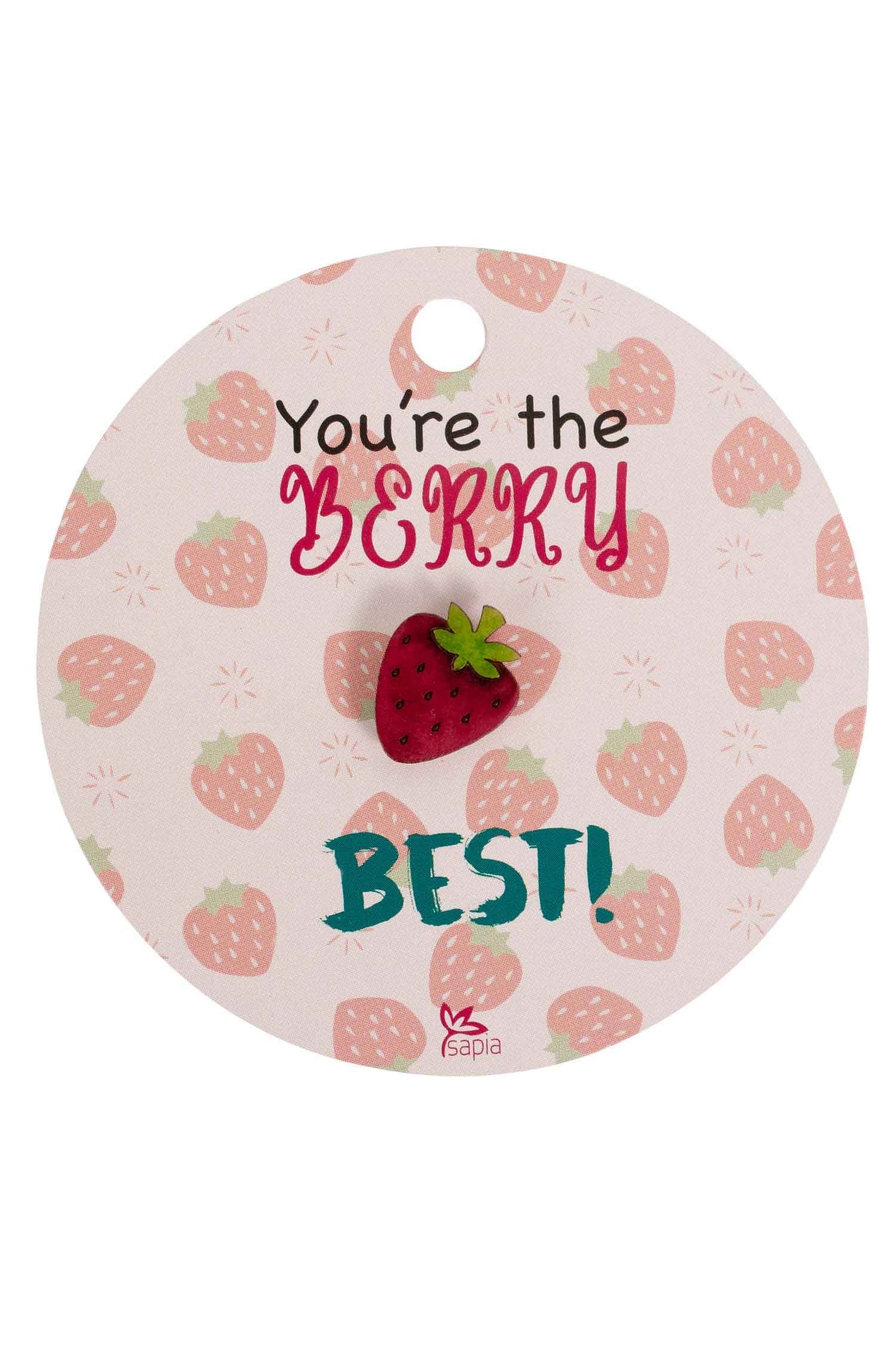 Pin strawberry w/card M/3 gourd .75D red/green