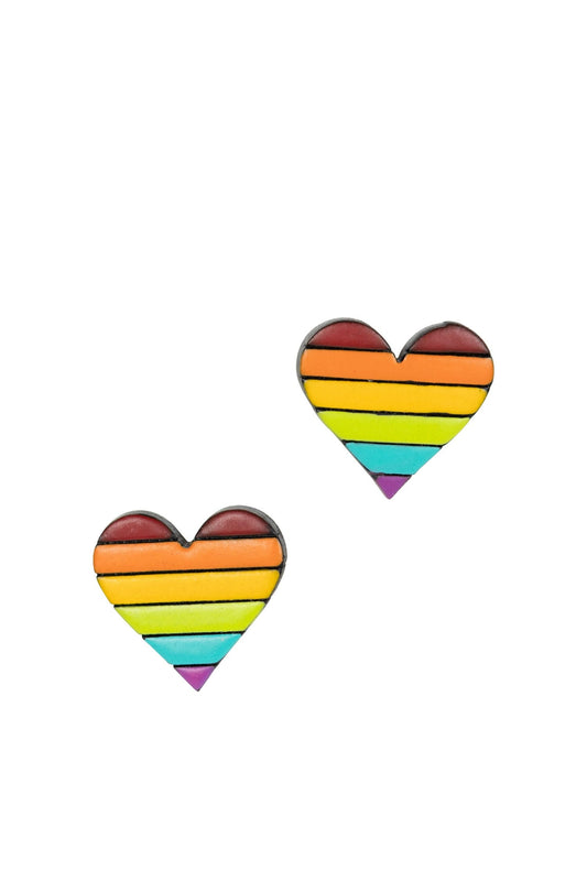 Earrings post rainbow heart gourd .5D multi