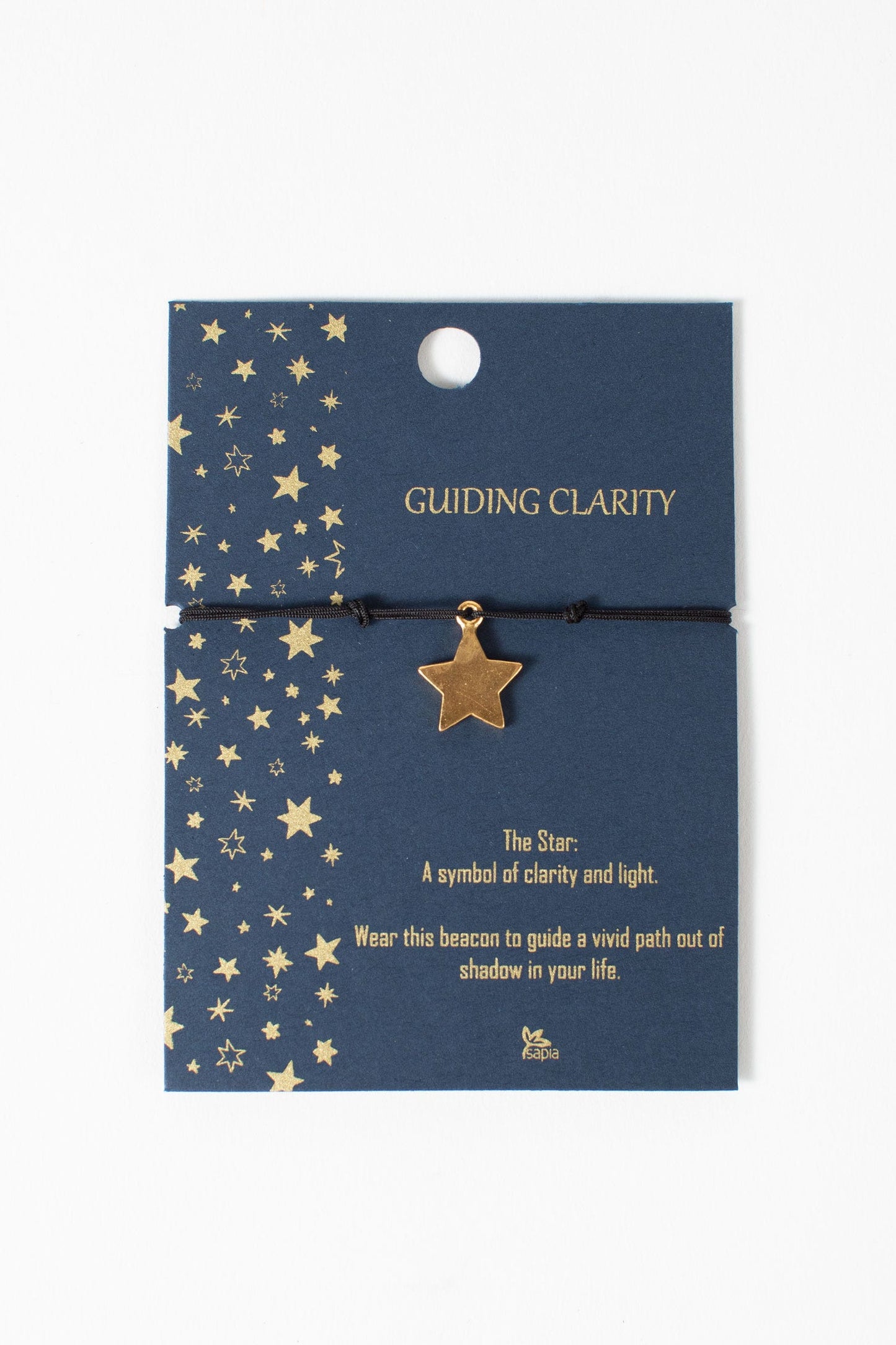 Bracelet star charm w/card gold/cord .5D gold
