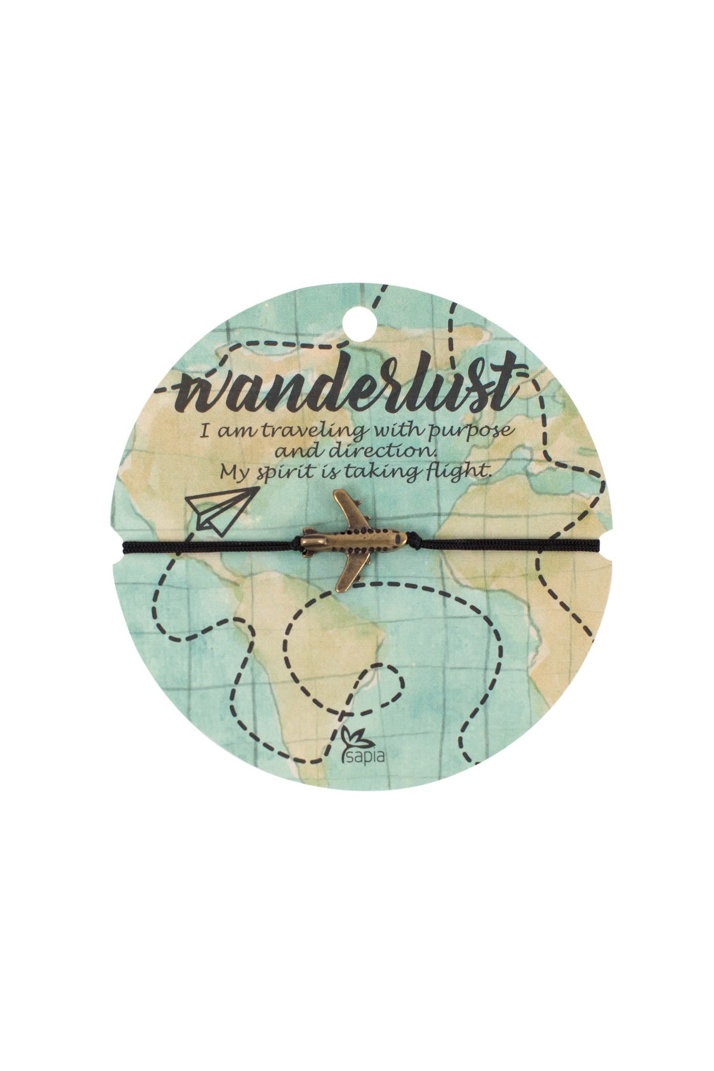 Bracelet airplane charm M/3 on card black/bronze