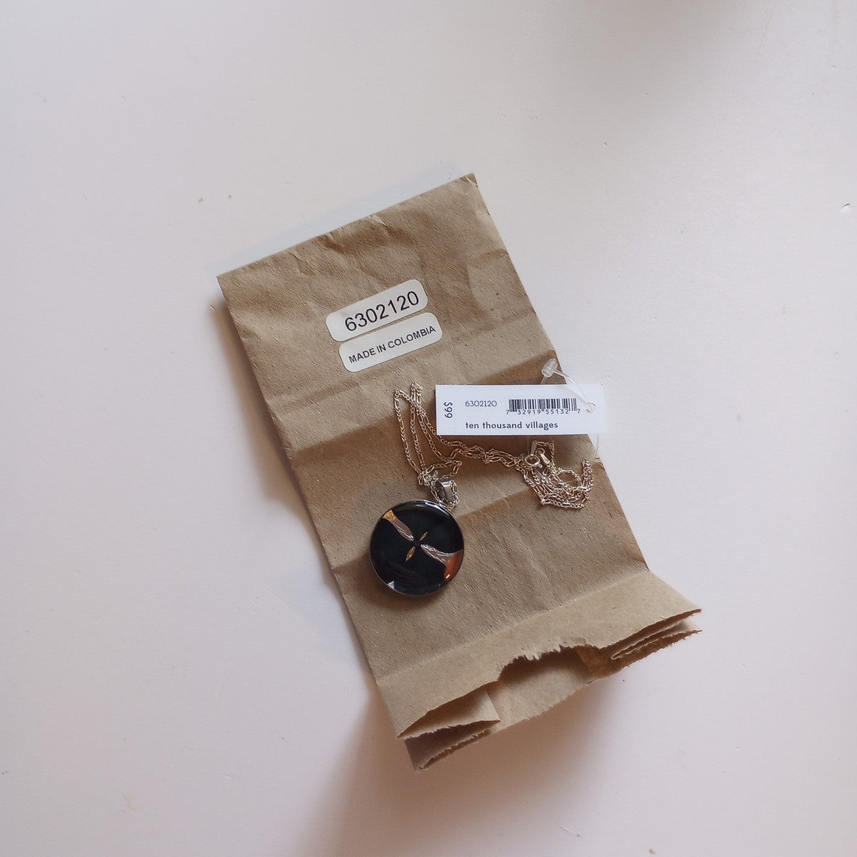 Necklace petal strlg silv/resin 16L silv/blue