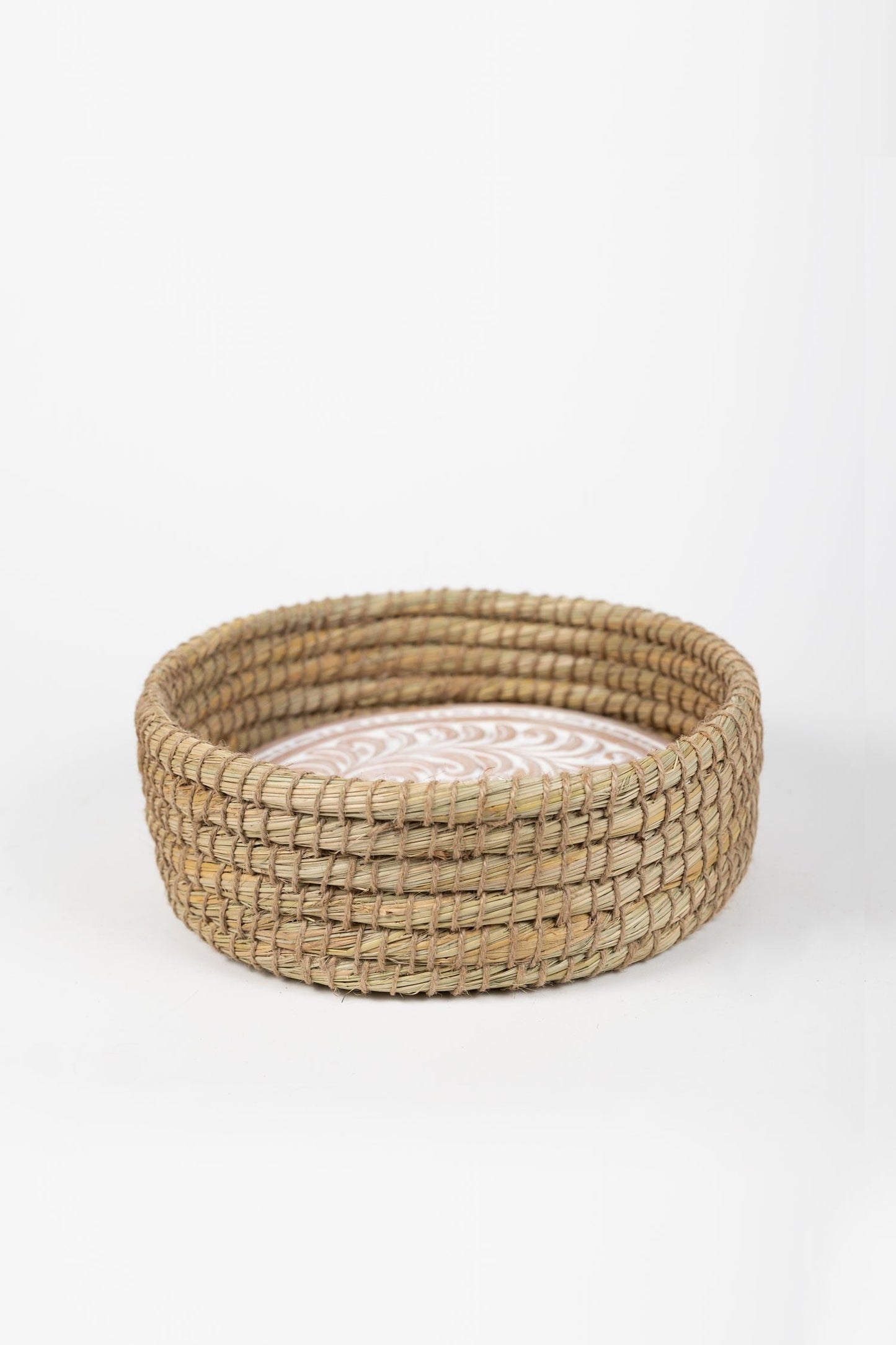 Basket  w/warmer kaisa grass/t-cotta 10.5D wht-wsh