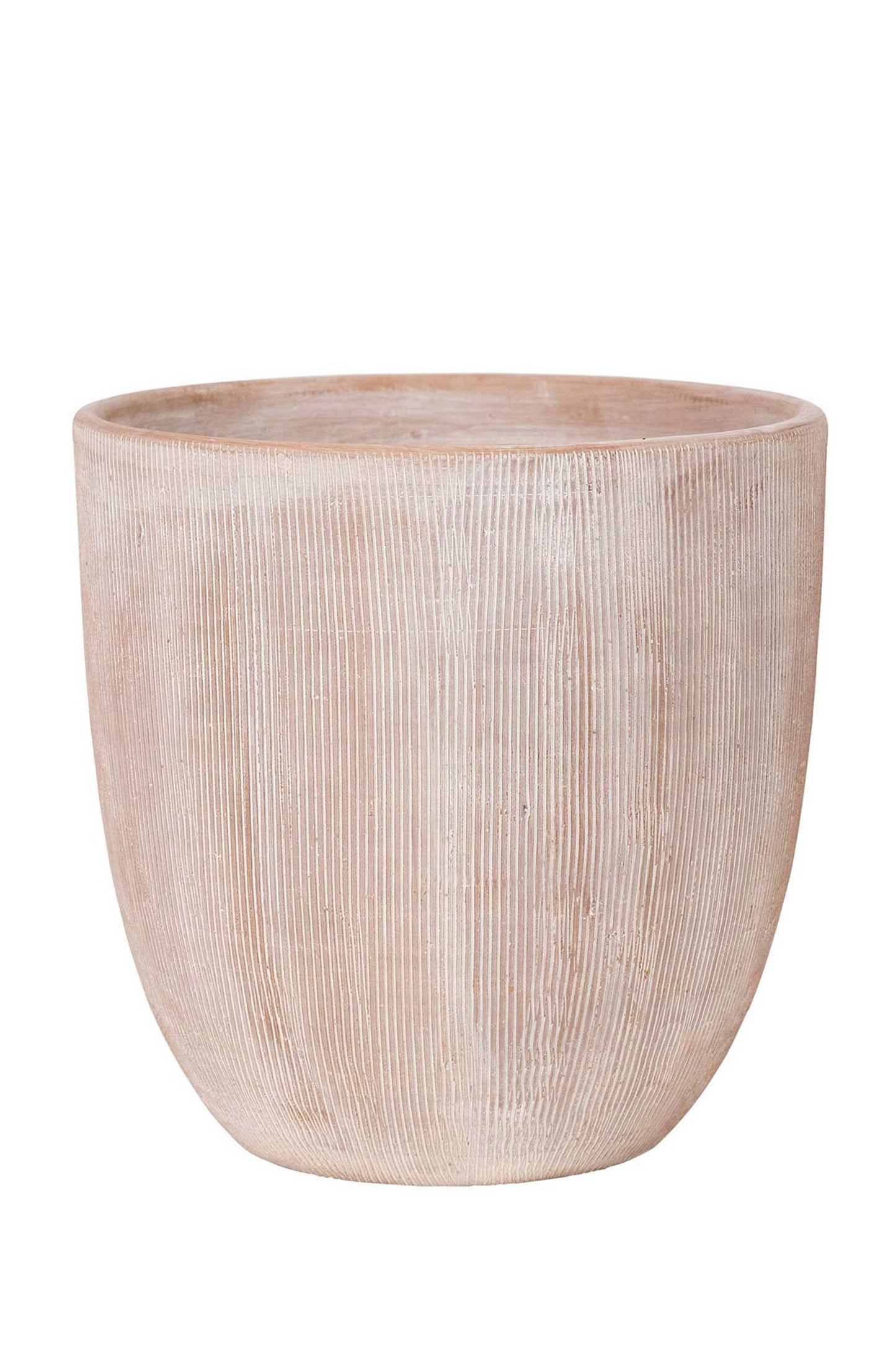 Planter U-shape combed t-cotta 8.5Dx8.5H whitewash
