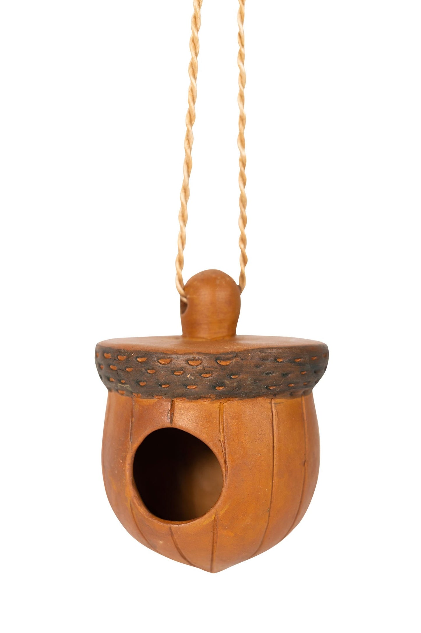 Birdhouse acorn terracotta 3.5Dx5H rust/brown