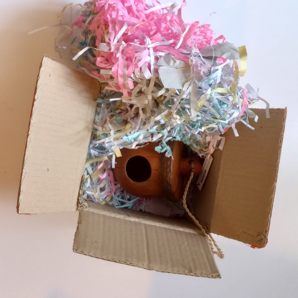 Birdhouse acorn terracotta 3.5Dx5H rust/brown