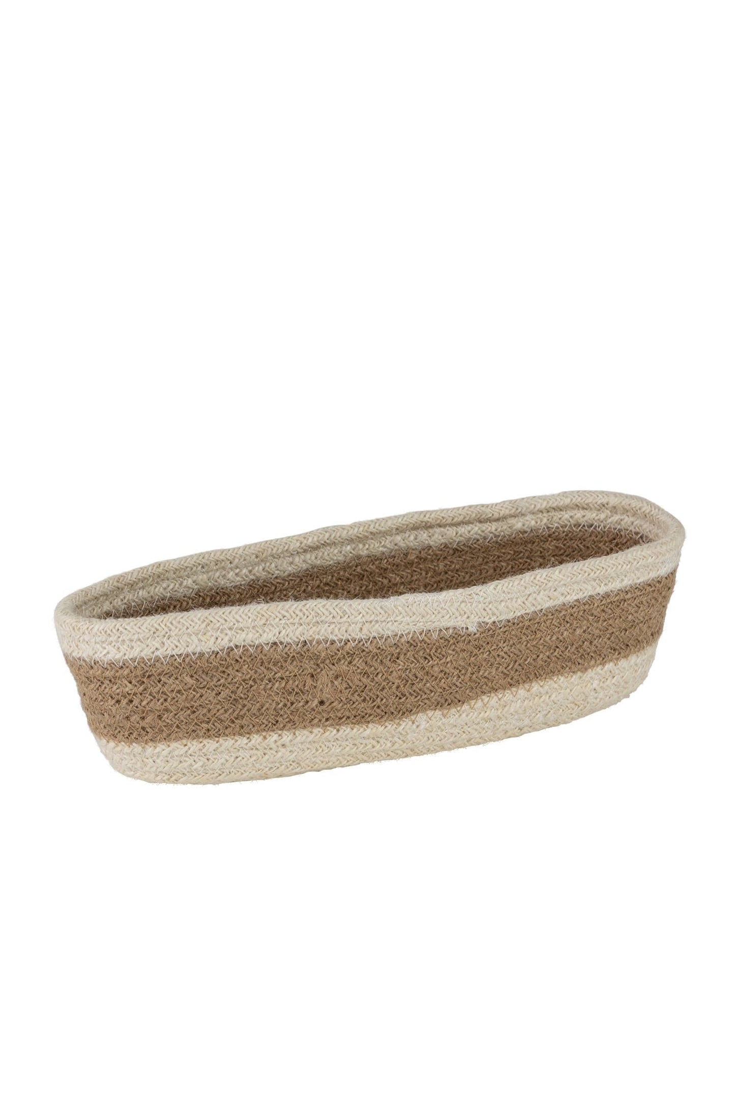 Basket oval f/bread stitch jute 10Lx4Wx3H tan/brn