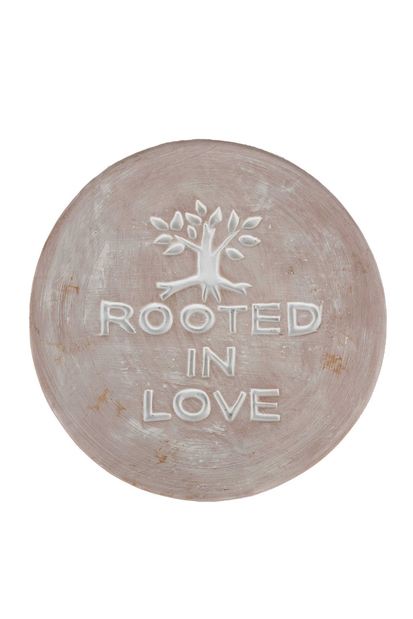 Garden plaque Rooted in Love t-cotta 8.5D whtwash