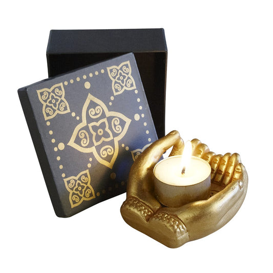 Candleholder hands M/3 cer 3x3 gold