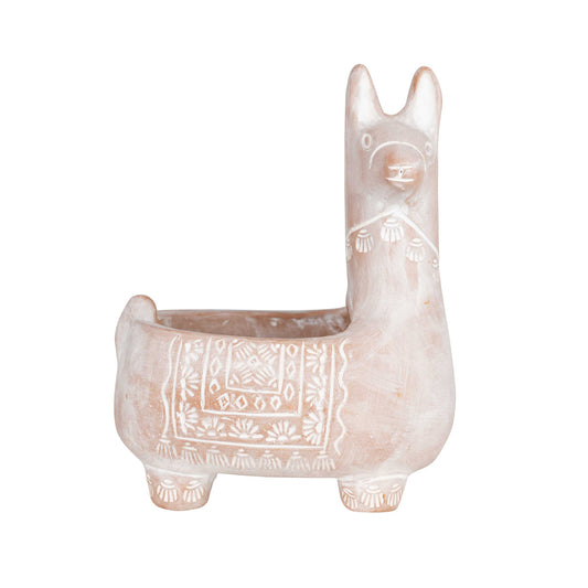 Planter M llama t-cotta 6.75Lx5.75Wx9H whitewash