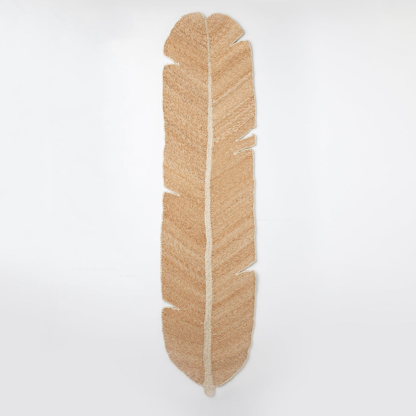Table runner large leaf braided jute 51x12 nat/tan