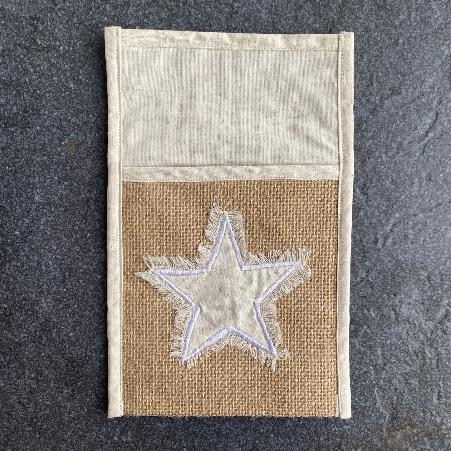 Utensil holder star M/4 jute/cttn 5.5Wx8.5H nat