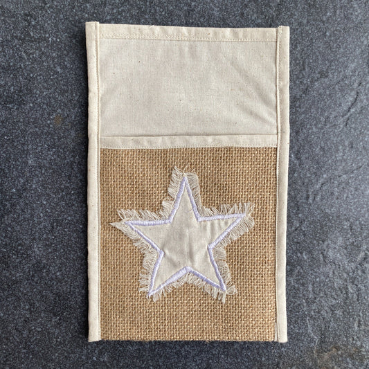 Utensil holder star M/4 jute/cttn 5.5Wx8.5H nat