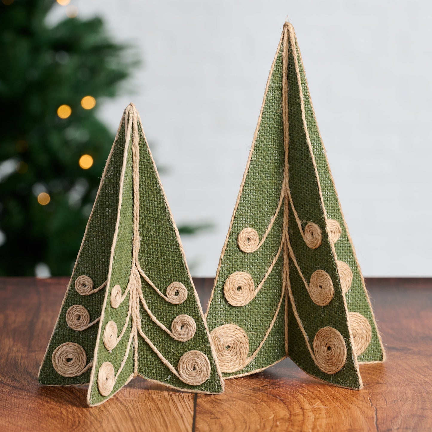Tree decor L w/spirals M/2 jute 10H grn/nat