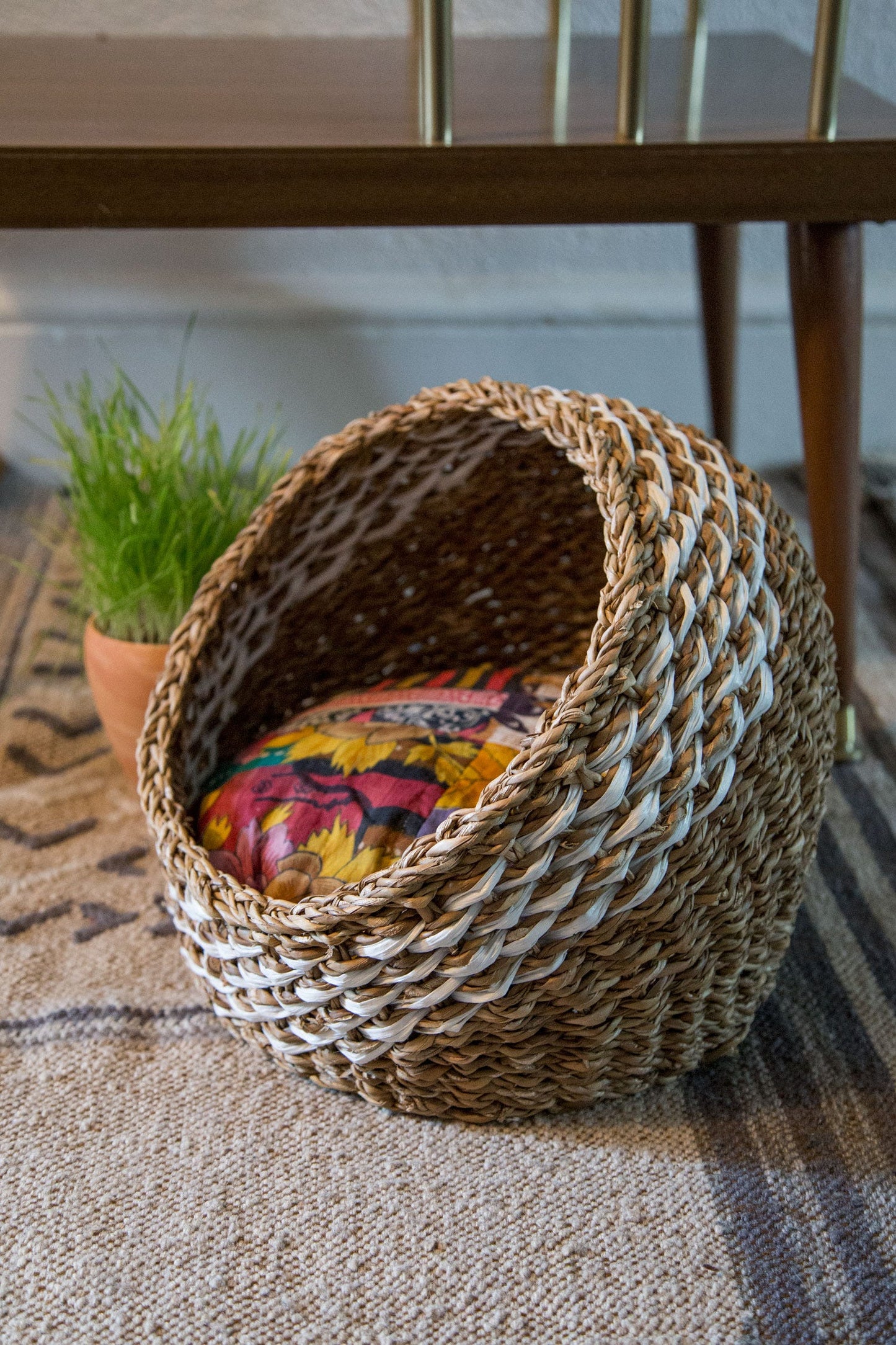 Basket f/cat w/pillow sari/hogla 13D brown/asst