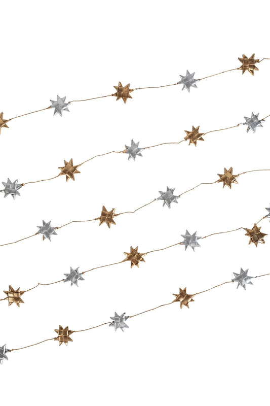 Garland stars M/5 palm leaf 14 ft gold/silver