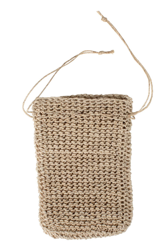 Scrubbie soap bag M/3 crochet hemp 4x6 natural