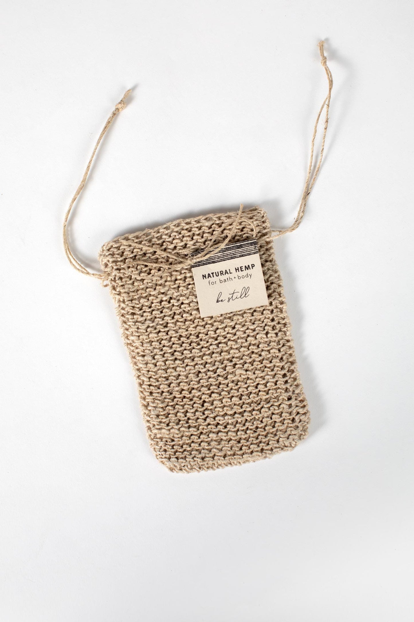 Scrubbie soap bag M/3 crochet hemp 4x6 natural