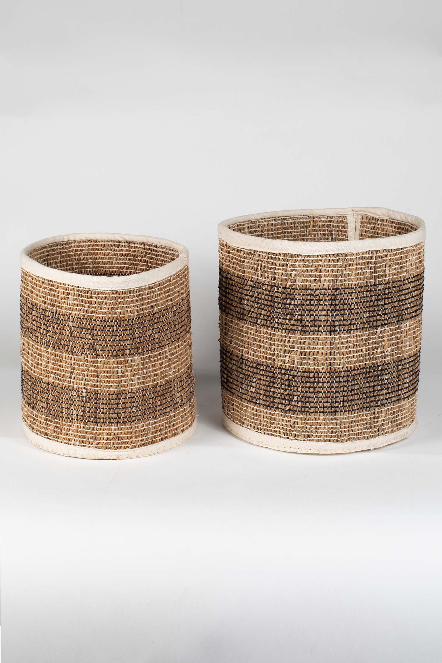 Basket stripes stitched hogla/cotton 10Dx10.5H brn
