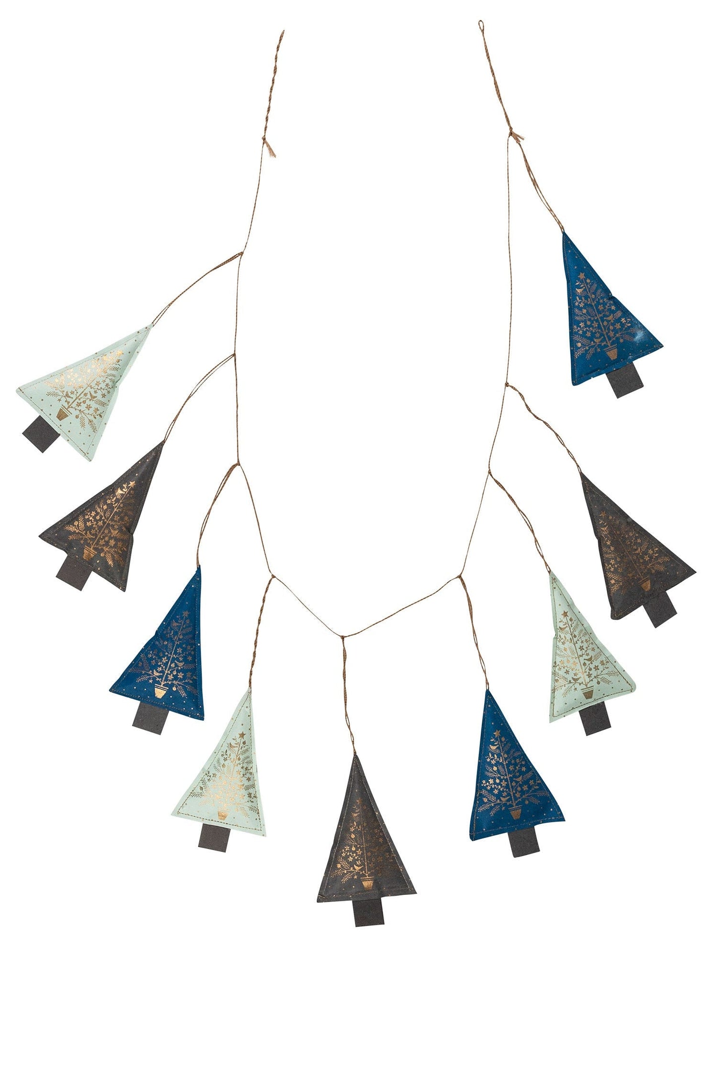 Garland 9 trees stuffed paper 5.5Hx44L blu/gray
