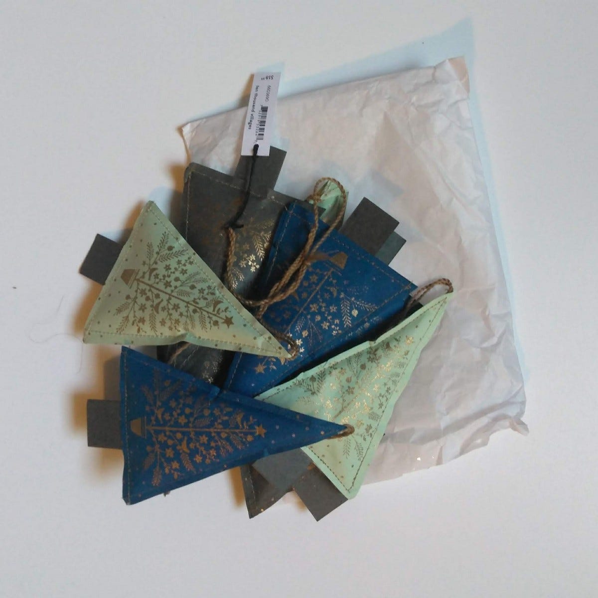 Garland 9 trees stuffed paper 5.5Hx44L blu/gray