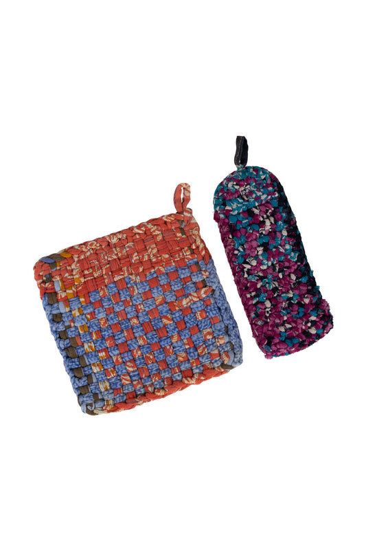 Hot mat panhandler s/2 crochet sari 6sq/6L asst