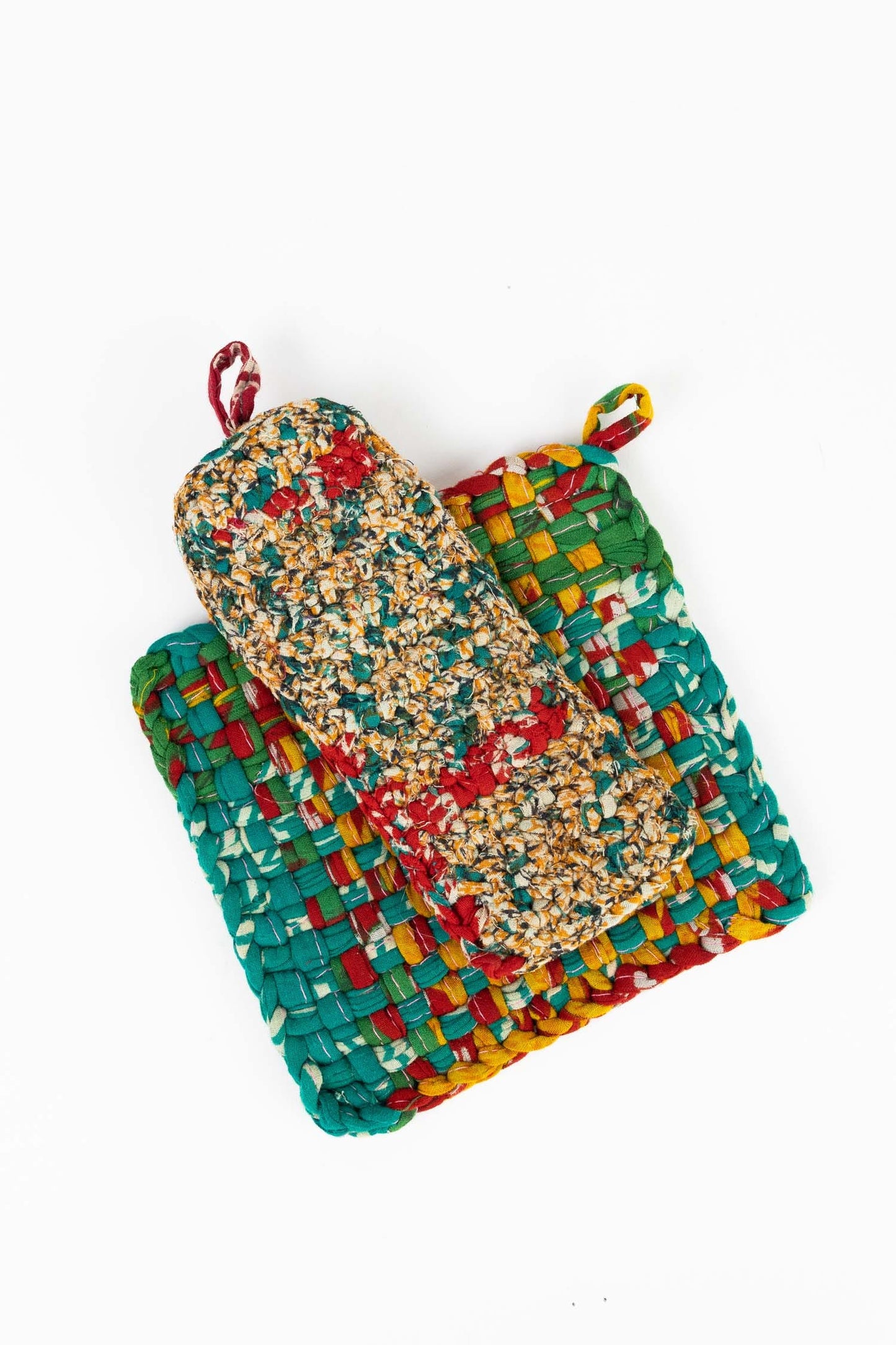Hot mat panhandler s/2 crochet sari 6sq/6L asst