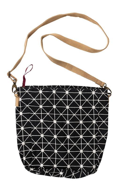 Bag constellation crossbody cotton 14Wx13H blk/wht