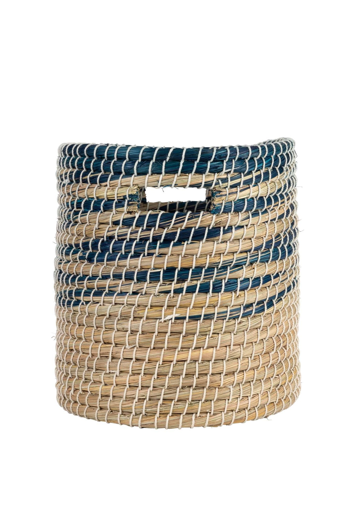 Basket seaside cylinder kaisa grass 12Dx12 nat/blu