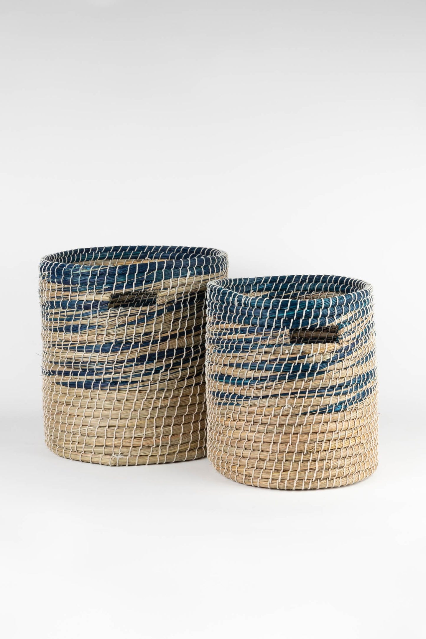 Basket seaside cylinder kaisa grass 14Dx14 nat/blu