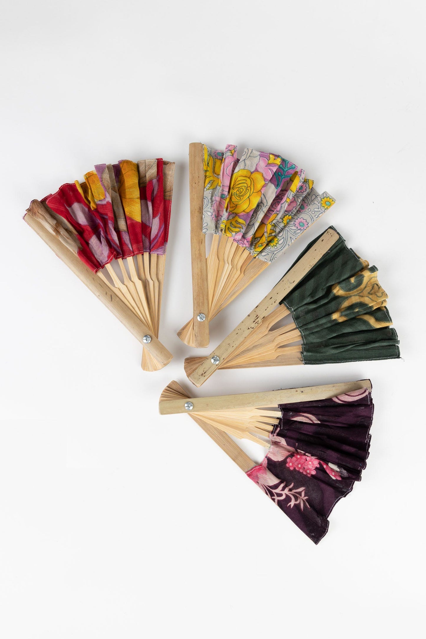 Fan folding sari/bamboo 15Wx9H tan/asst