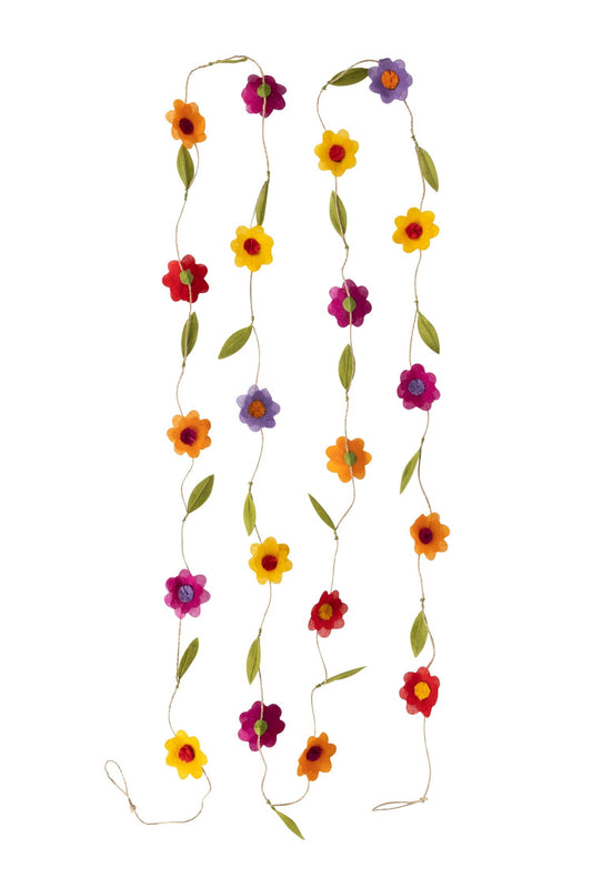 Garland 3D flowers silk paper 2Dx12ft multi/bright