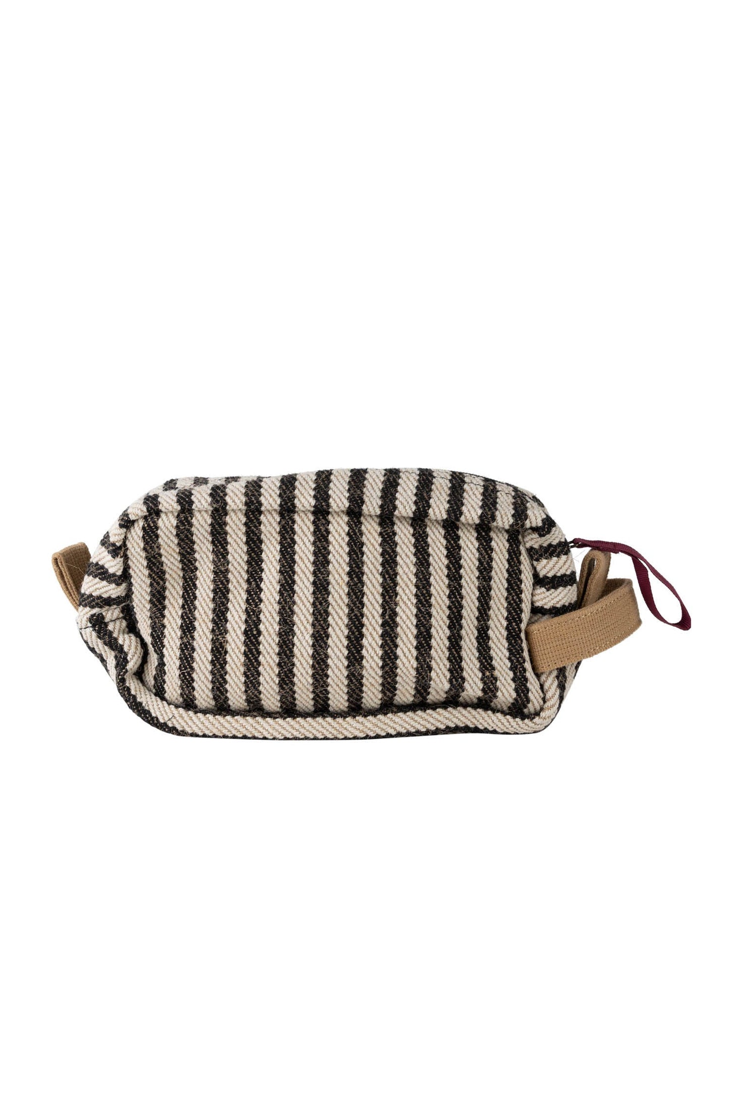 Bag toiletry striped jute/cotton 9Lx5H blk/crm