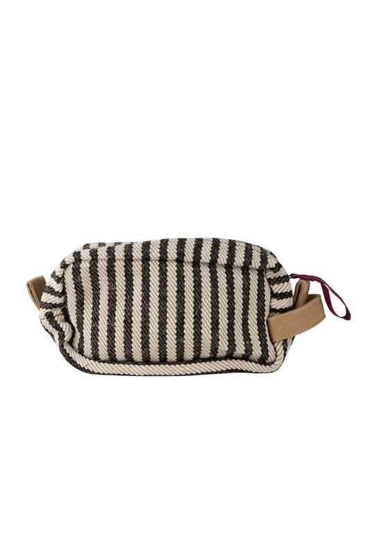 Bag toiletry striped jute/cotton 9Lx5H blk/crm