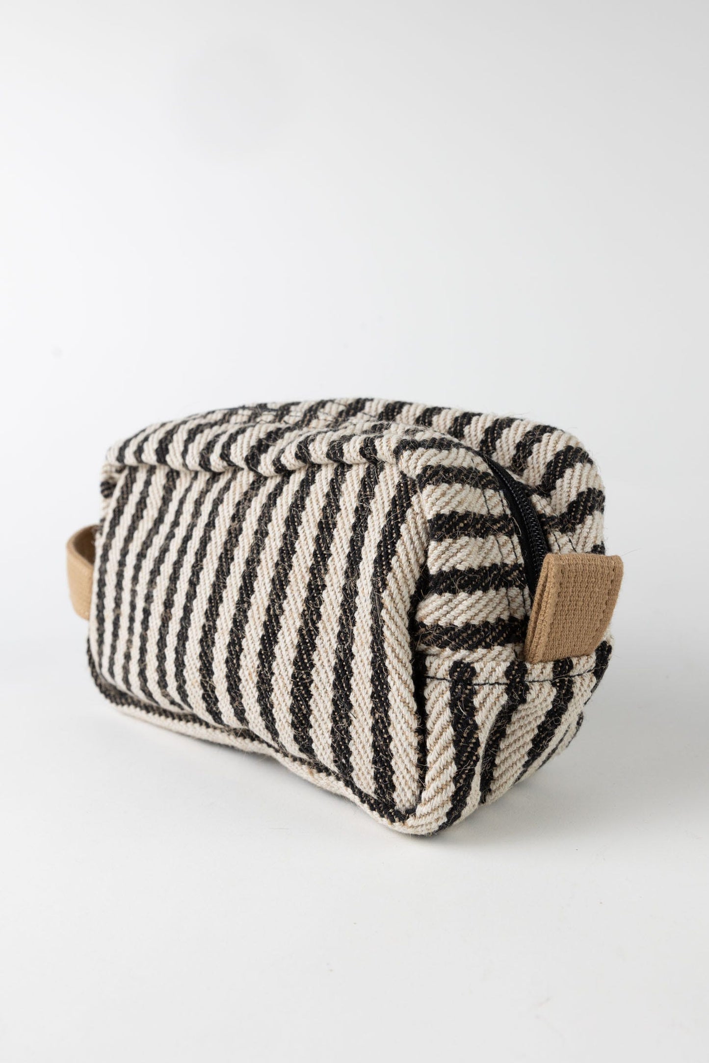 Bag toiletry striped jute/cotton 9Lx5H blk/crm