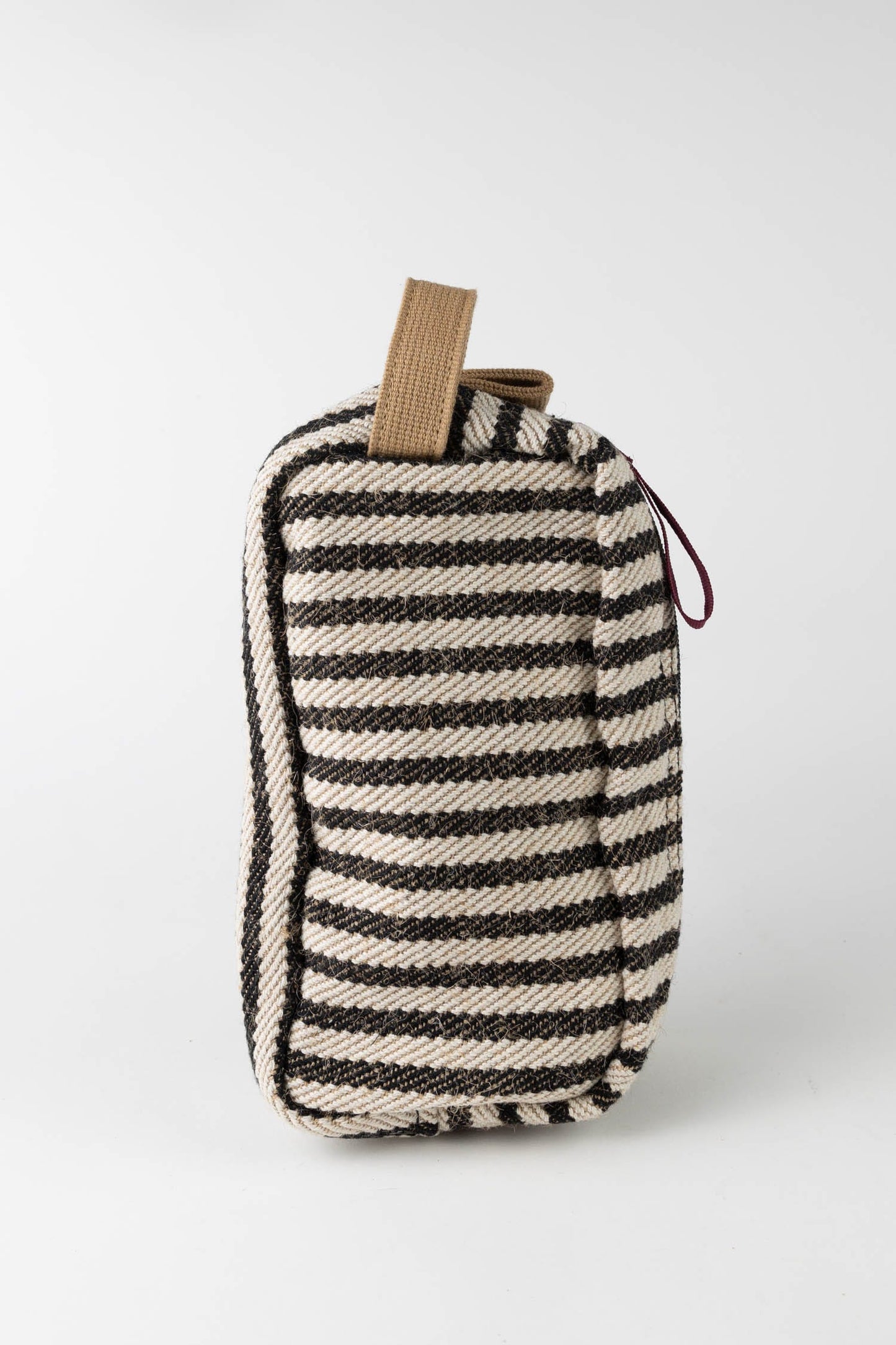Bag toiletry striped jute/cotton 9Lx5H blk/crm