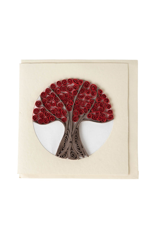 Card tree seasons M/3 quilled paper 5.5sq crm/red
