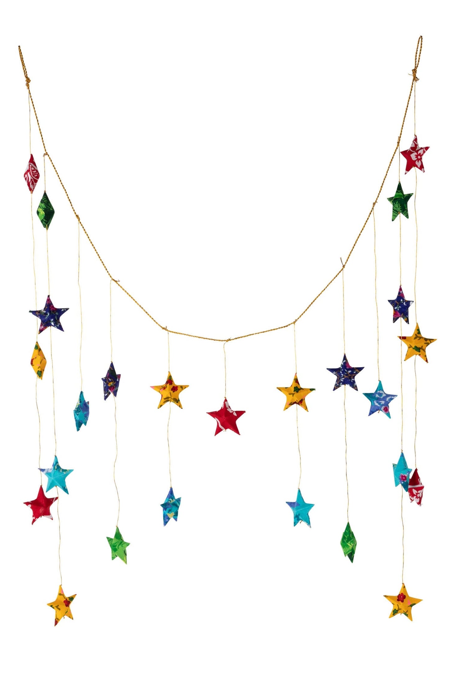 Valance stars upcycled sari 2.25Dx39Wx23H asst
