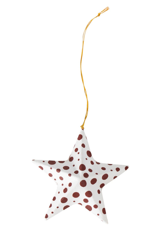 Ornament star polka dots M/5 paper 3D white/red