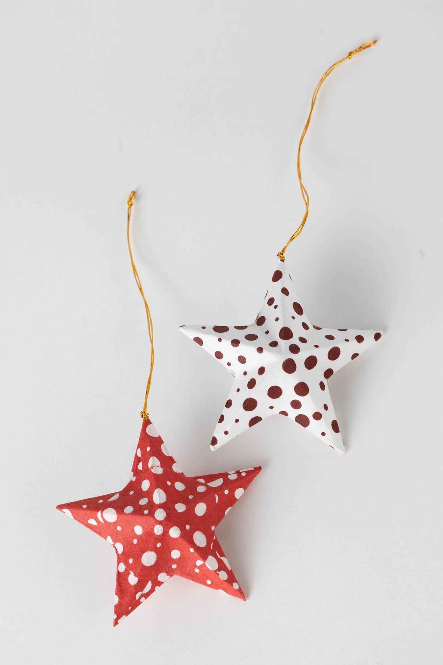 Ornament star polka dots M/5 paper 3D white/red