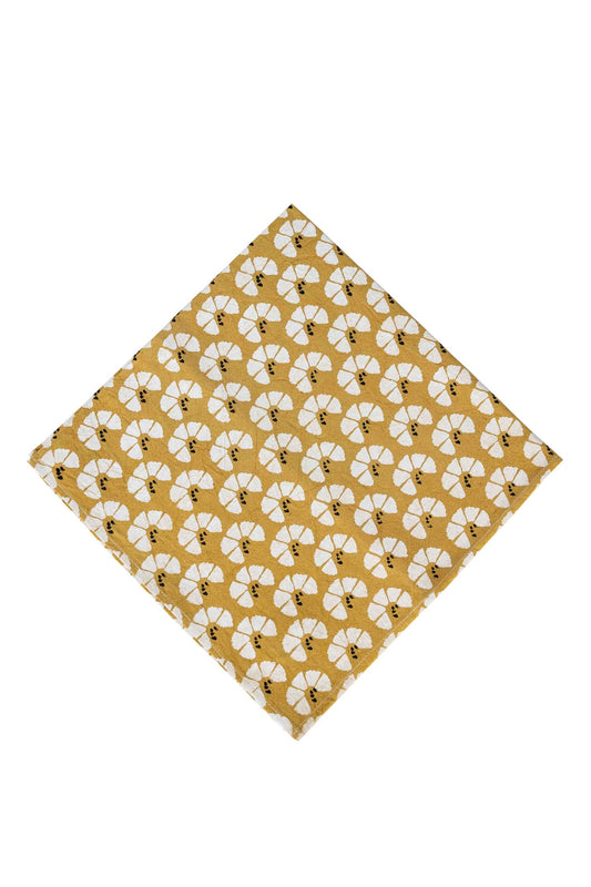 Napkin floral M/4 cotton 20sq yel/blk/wht