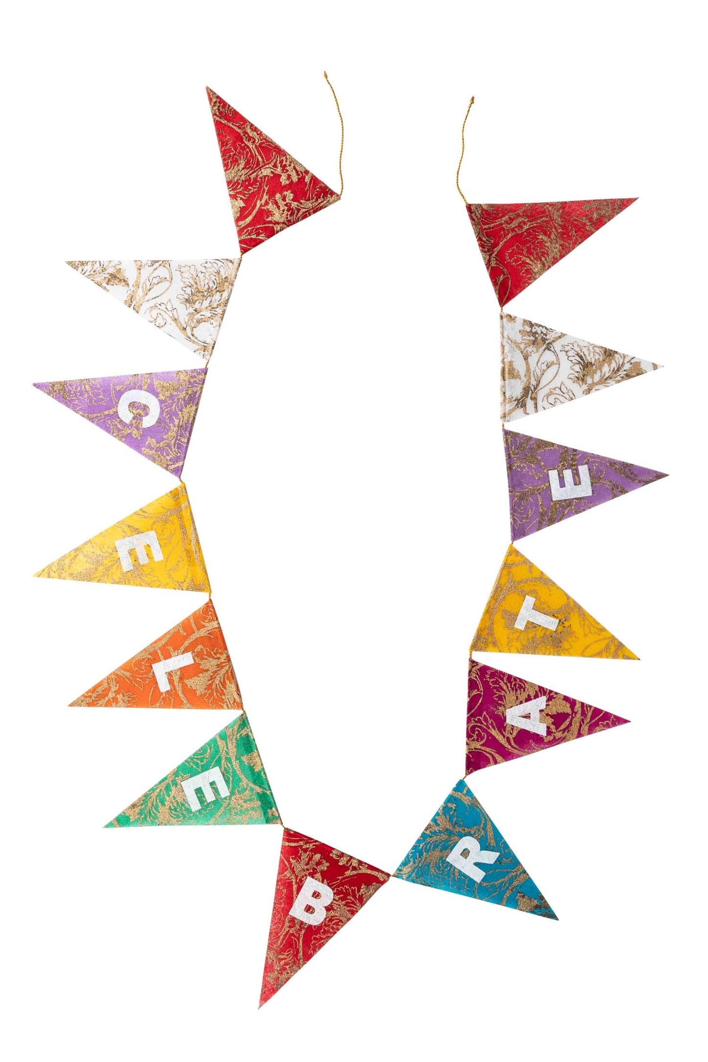 Garland 'celebrate' triangles silk paper 5ft mult