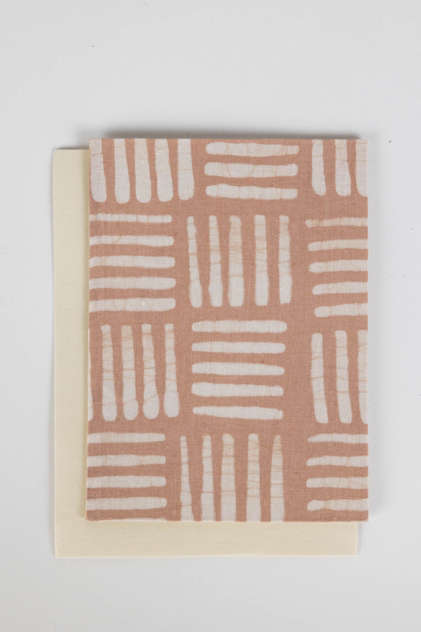 Card s/6 batik fabric/ppr 4.25x6 rose/yel/brn