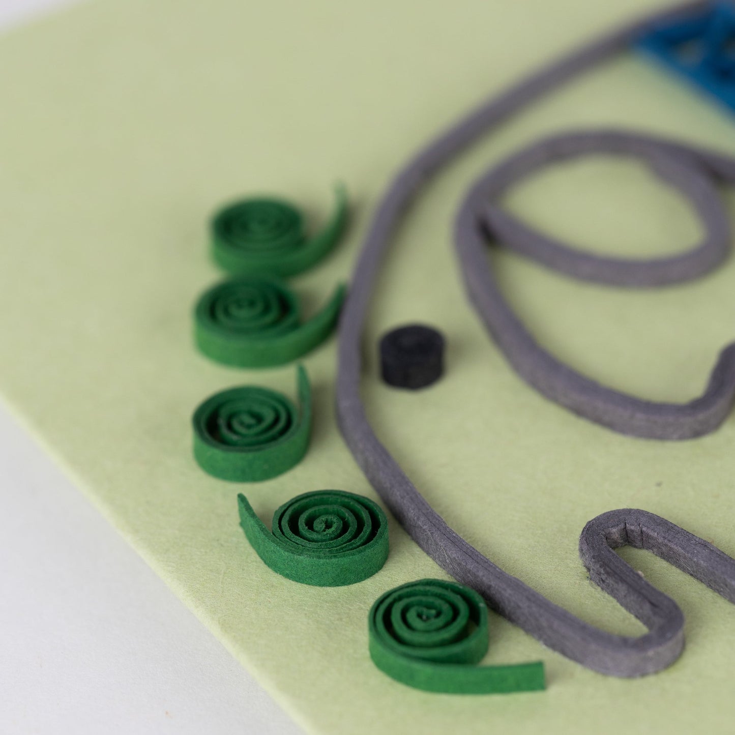 Card elephant M/3 paper 5.5sq green/blue/cream