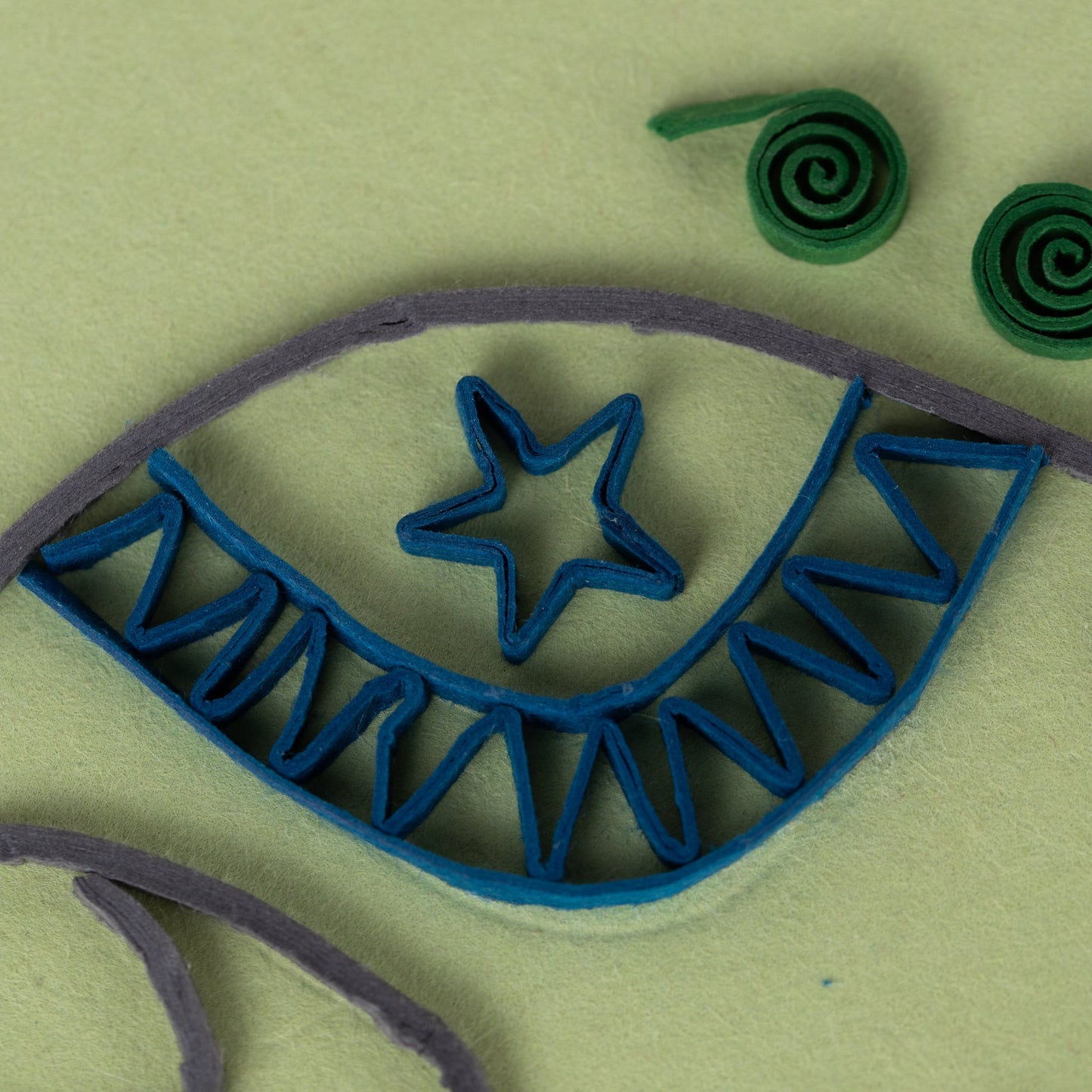 Card elephant M/3 paper 5.5sq green/blue/cream